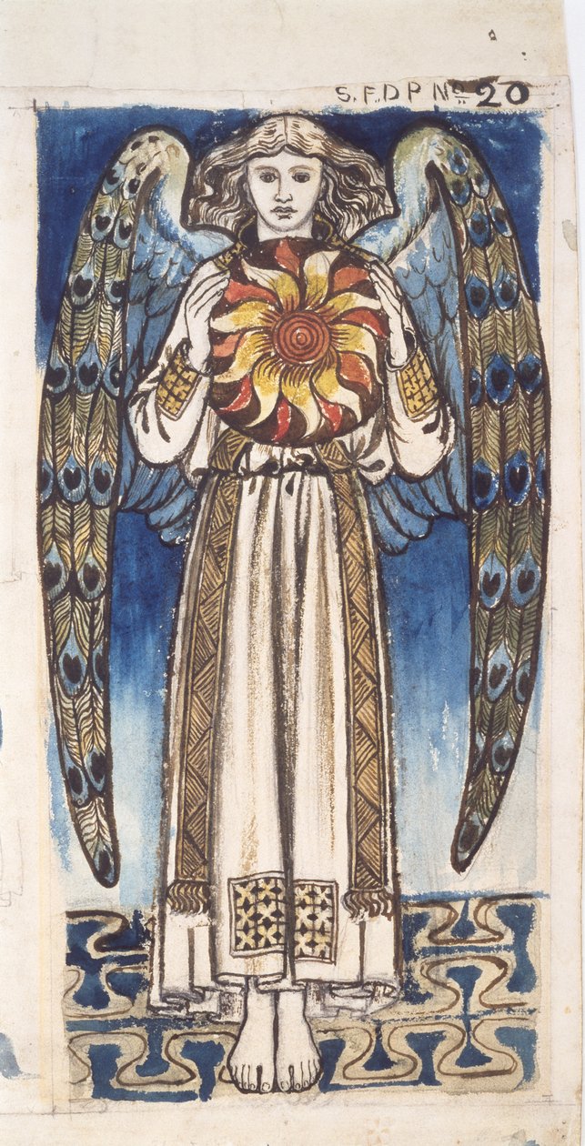 Nap: Napot tartó angyal, 1862-64 körül (wc és ceruza papíron) alkotó: William Morris