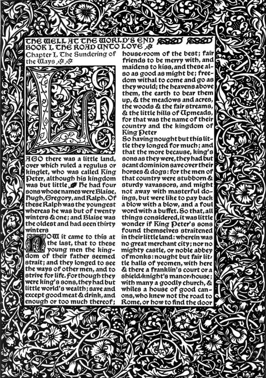 Az I. fejezet első oldala, William Morris: The Well at World