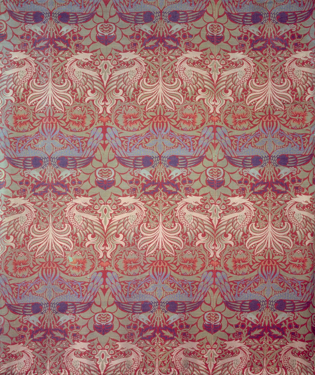 Peacock and Dragon, gyártó: Morris & Co., 1878 (szőtt gyapjúpanel eredeti díszítéssel) alkotó: William Morris