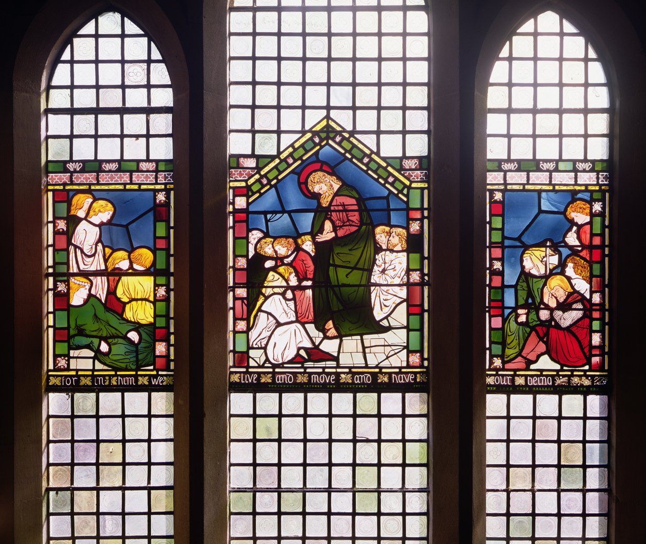 Szent Pál prédikáció Athénban, 1861 (festett üveg) alkotó: William Morris