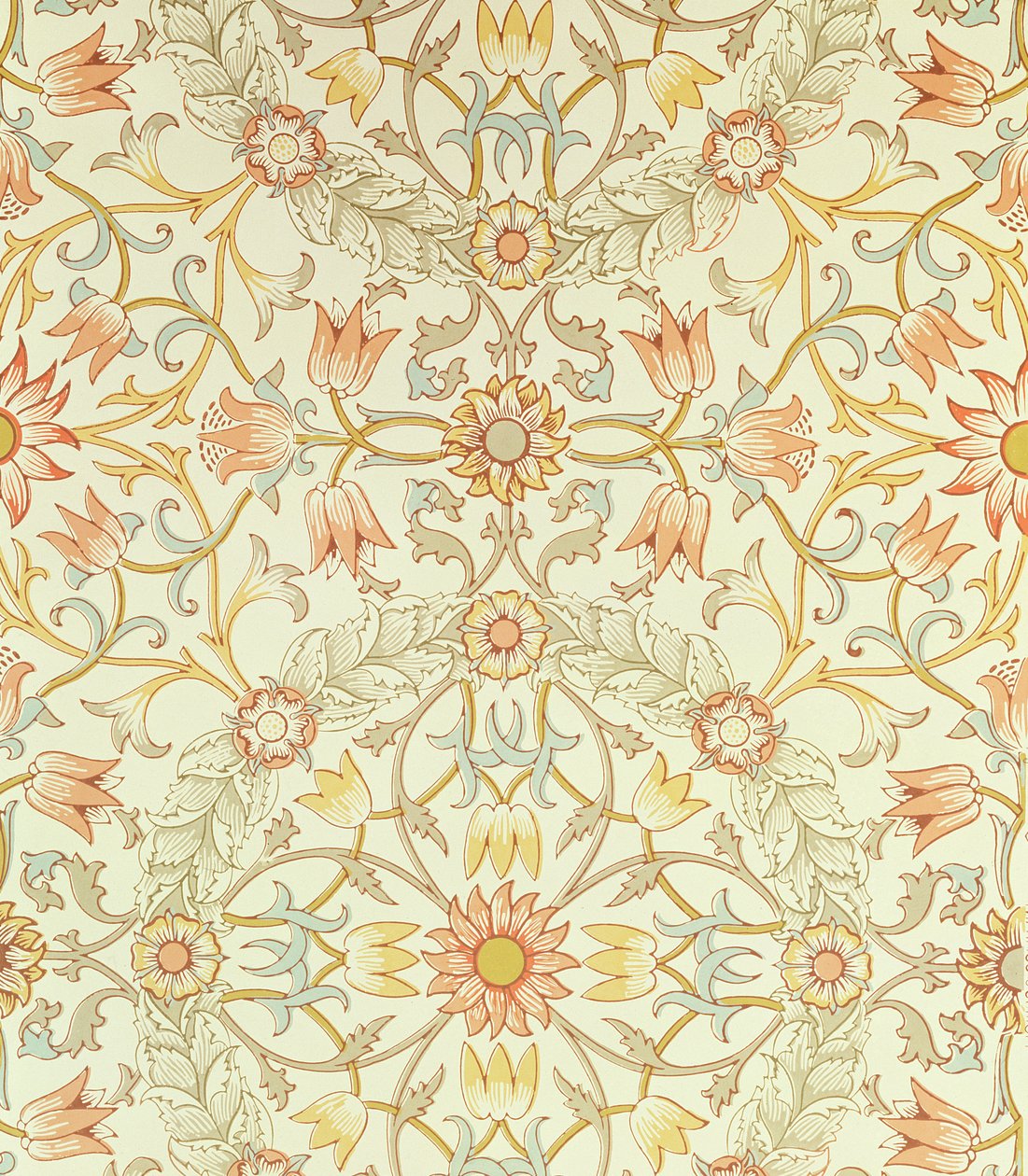 William Morris (1834-96) által tervezett liliomvirágos tapéta rózsákkal körülvéve alkotó: William Morris