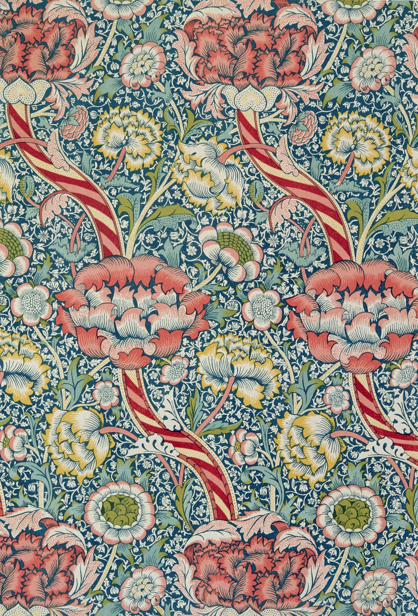 `Wandle` nyomott szövet, amelyet Morris and Co. és Aymer Vallance gyárt, a `The Art of William Morris`, pub. 1897 alkotó: William Morris