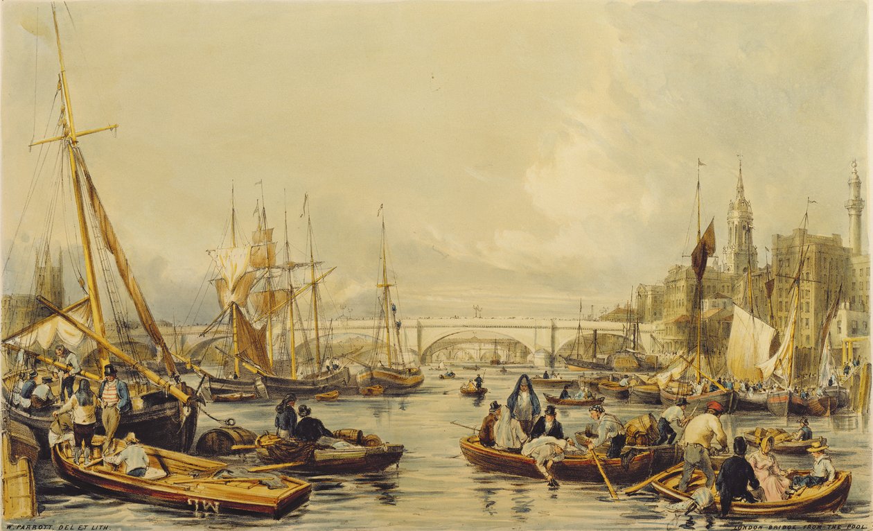 Medence a London Bridge felé néz alkotó: William Parrott