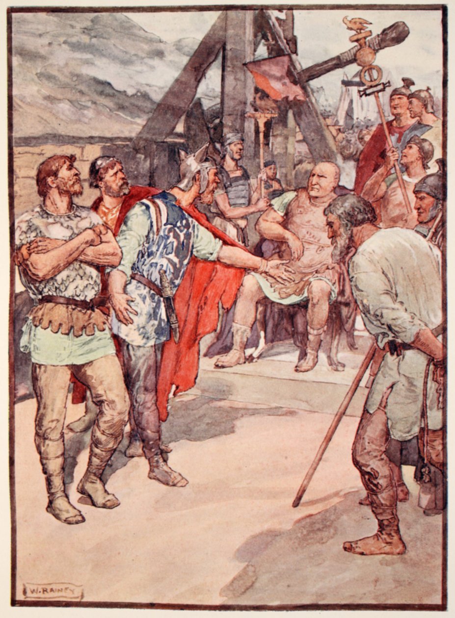 Marius és a Cimbri nagykövetei, illusztráció a „Plutarkhosz életei fiúknak és lányoknak” című könyvéből, amelyet W.H. Weston, London 1910 körül alkotó: William Rainey