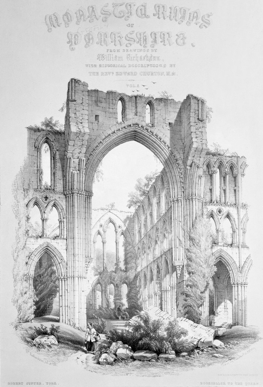 Rievaulx Abbey, a „Yorkshire kolostori romjai” címoldaláról alkotó: William Richardson