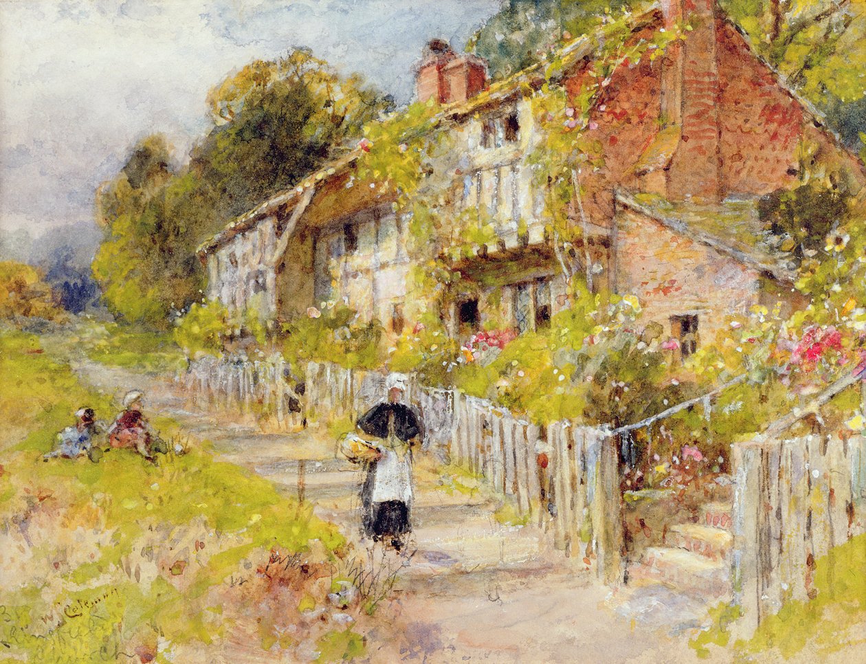 Víkendházak - nyaralók sora figurával és más gyerekekkel alkotó: William Stephen Coleman
