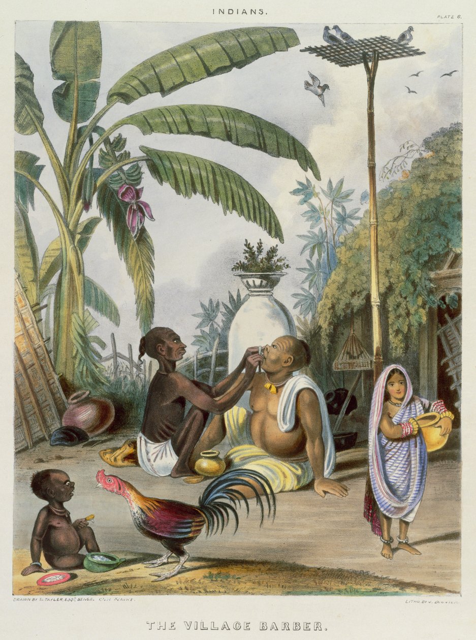 A falu borbélya, 6. tábla az "Indiánok"-ból, metszette J. Bouvier, 1842. alkotó: William Tayler
