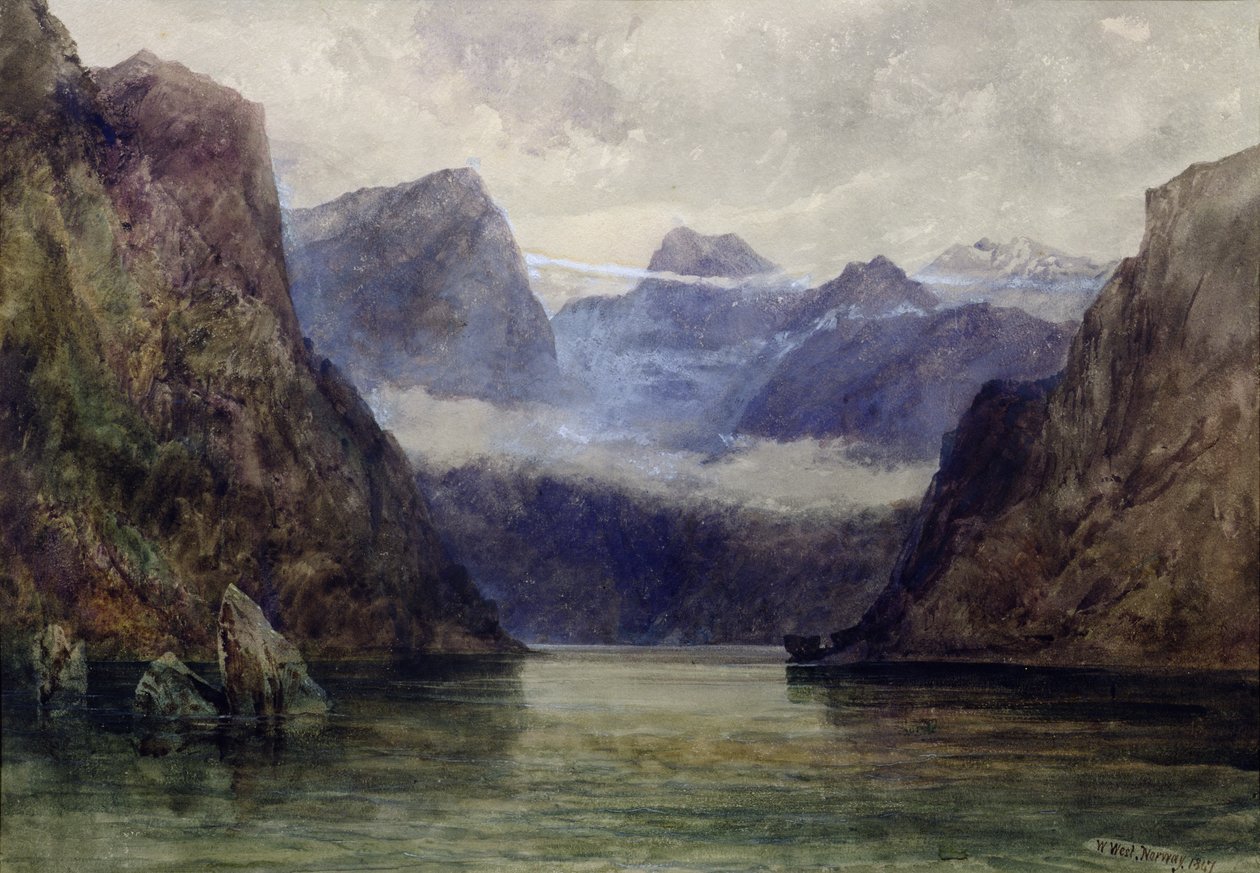Romsdal-fjord éjfélkor, 1847 alkotó: William West