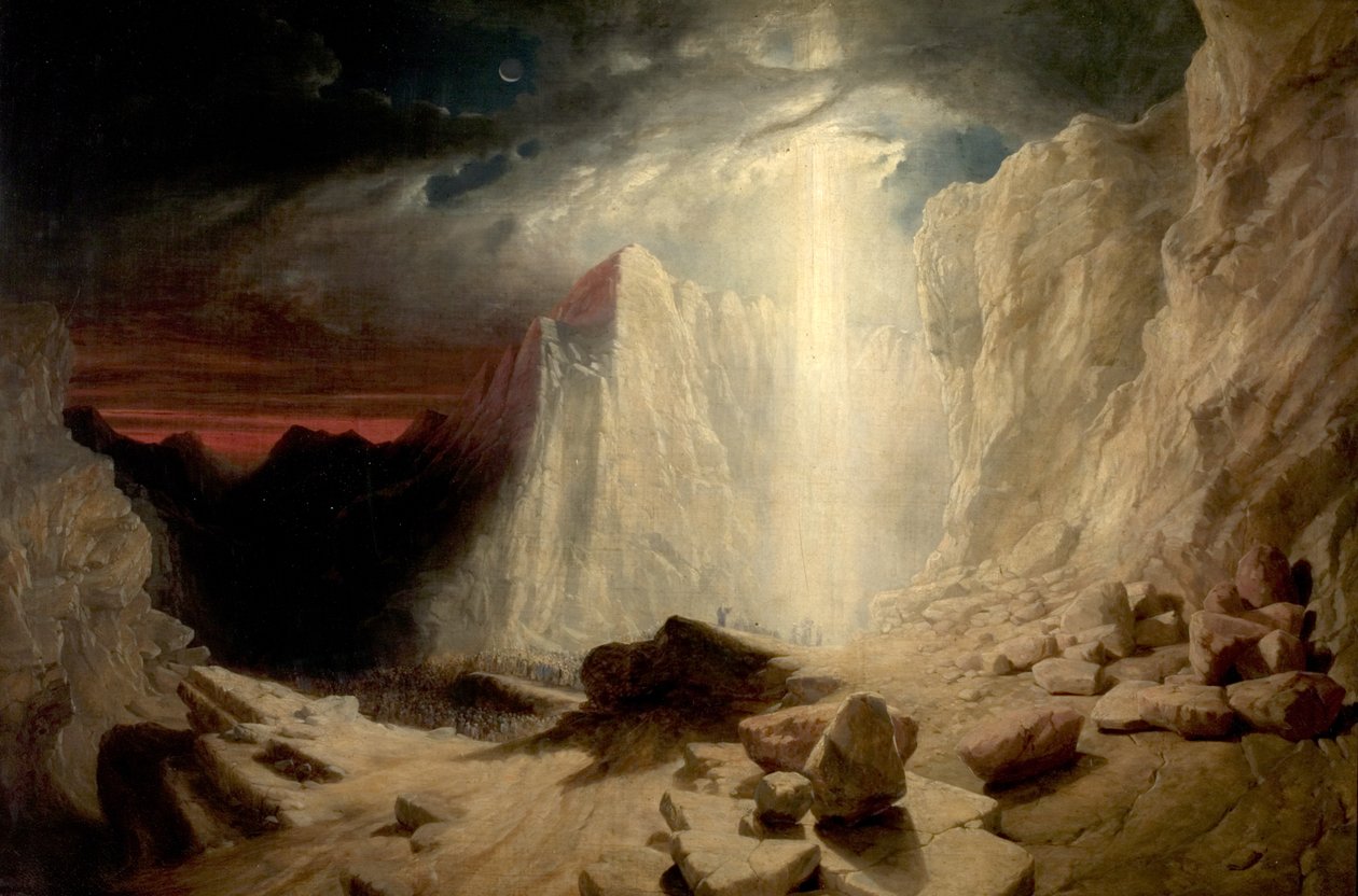 Az éjszakai tűzoszlop által vezetett izraeliták, 1845 körül alkotó: William West