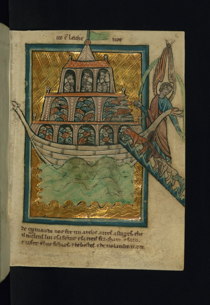 Az állatok belépnek Noé bárkájába (1Mózes 6:13-7:16) alkotó: William de Brailes  