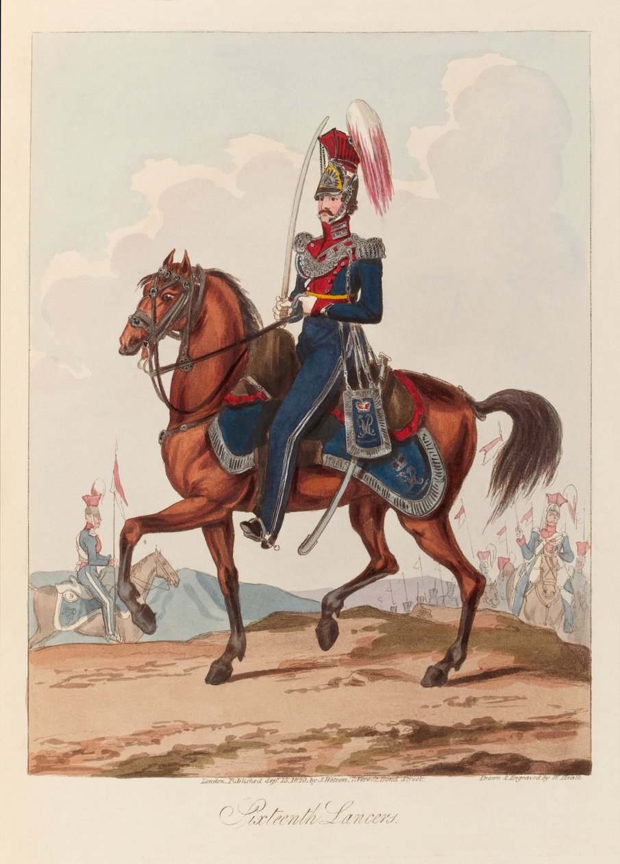 „Sixteenth Lancers” (akvatinta, színes) alkotó: William (after) Heath