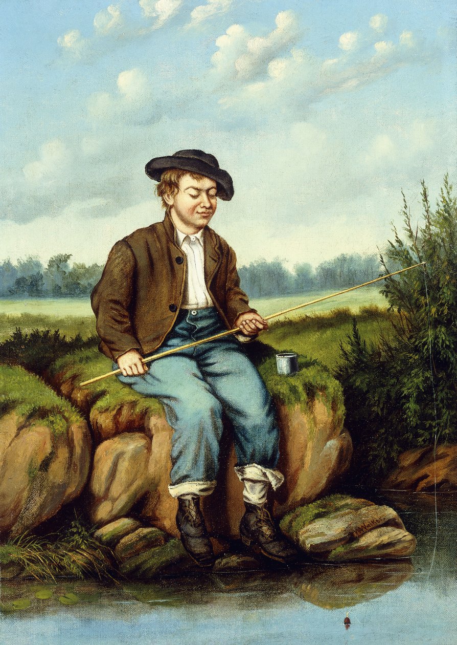 Horgász fiú, alkotó: William Aiken Walker