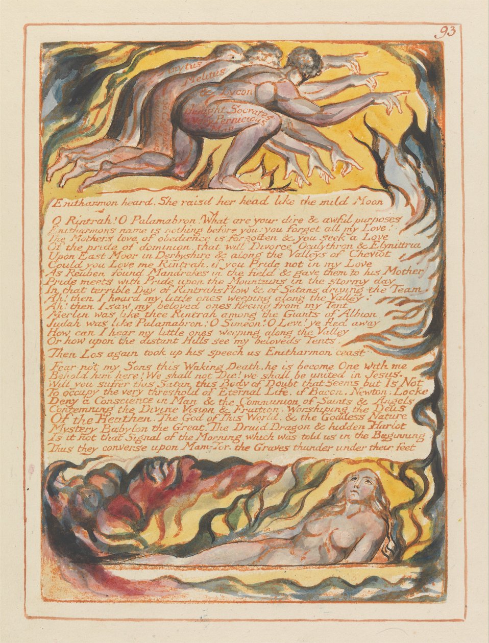 Jeruzsálem, 93. tábla, Enitharmon hallotta... alkotó: William Blake