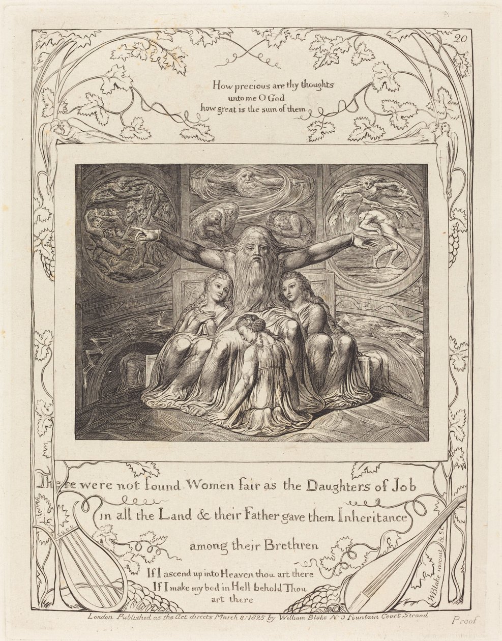 Jób és lányai, 1825. alkotó: William Blake