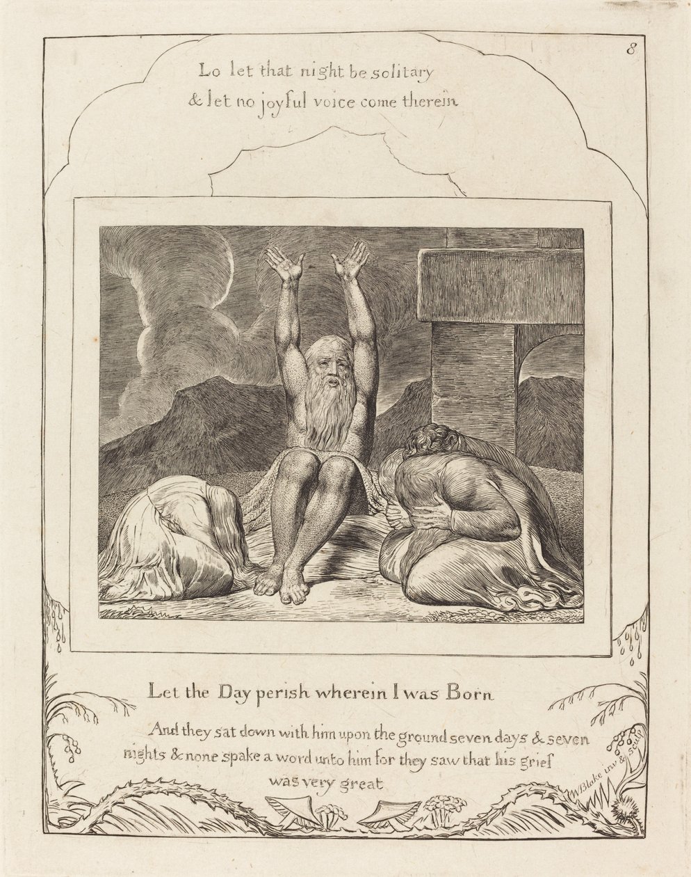 Jób kétségbeesése, 1825. alkotó: William Blake