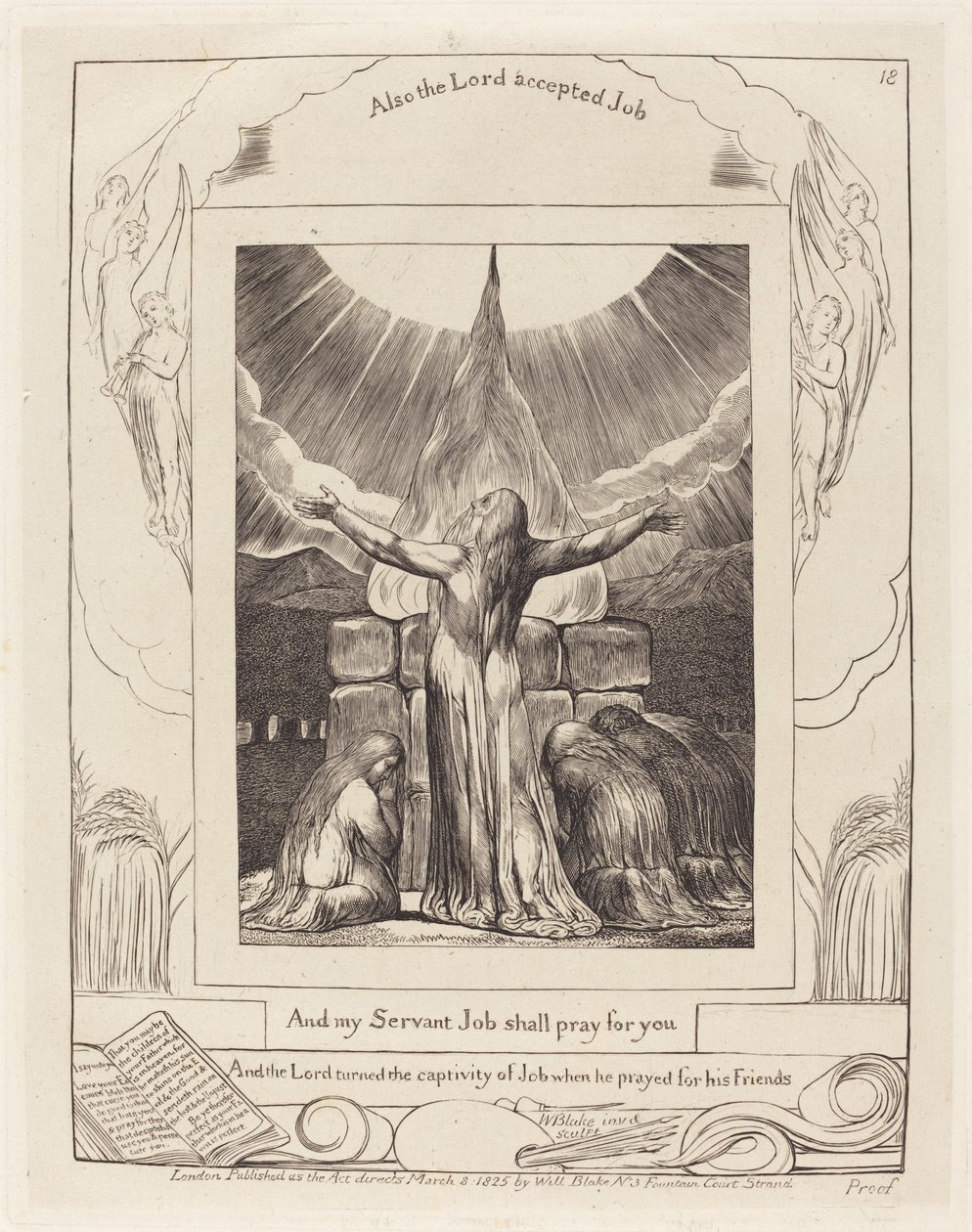 Jób áldozata, 1825. alkotó: William Blake