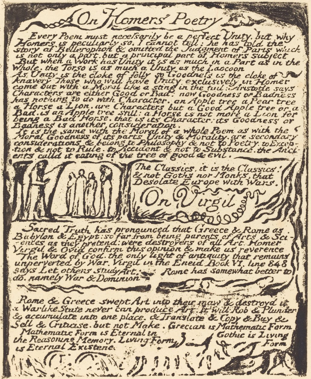 Homérosz költészetéről és Vergiliusról, 1822. alkotó: William Blake