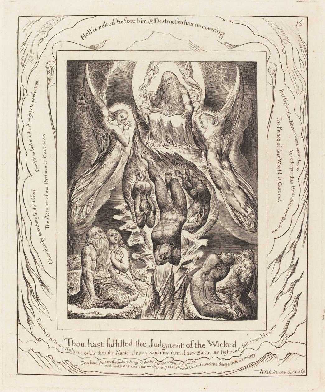 A Sátán bukása, 1825. alkotó: William Blake