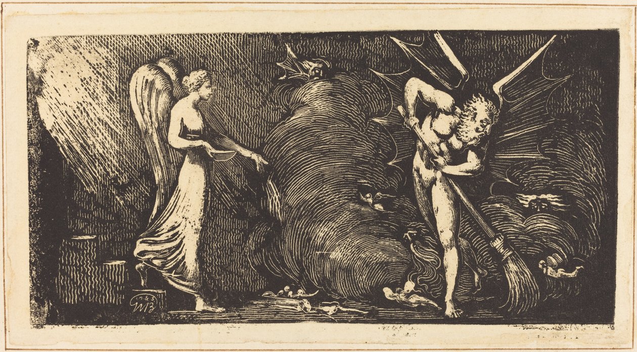 A tolmácsszalont seprő ember alkotó: William Blake
