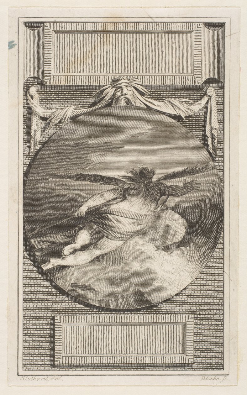 Felhőkön átrepülő szárnyas alak, kb. 1780-87. alkotó: William Blake