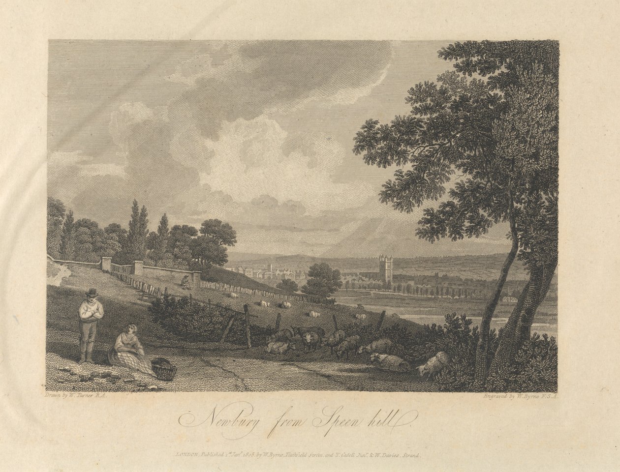 Newbury a Speen Hillből alkotó: William Byrne