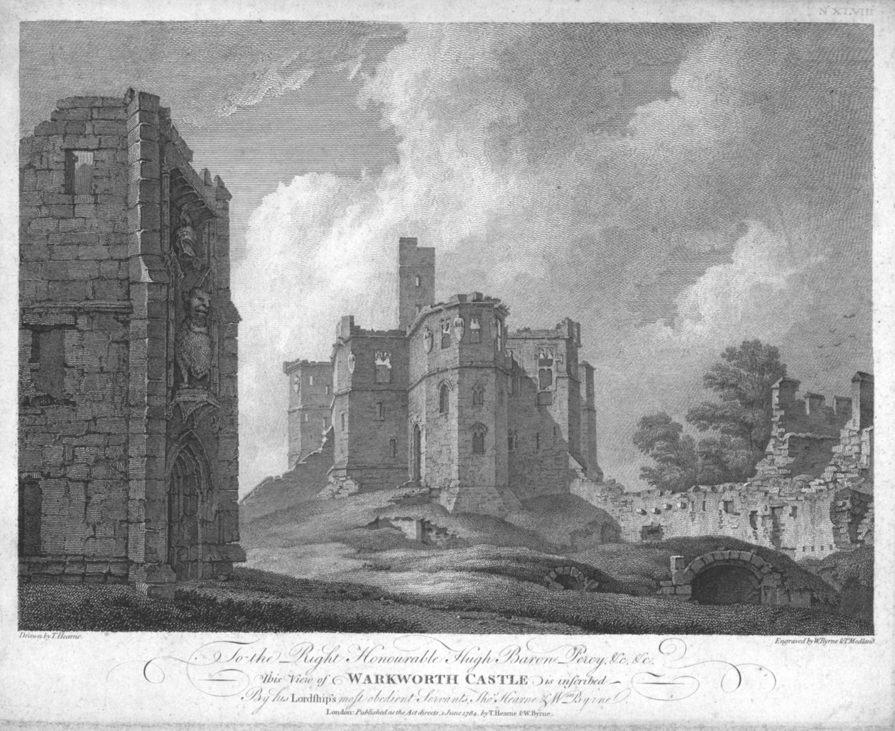 Warkworth kastély, 1784. alkotó: William Byrne