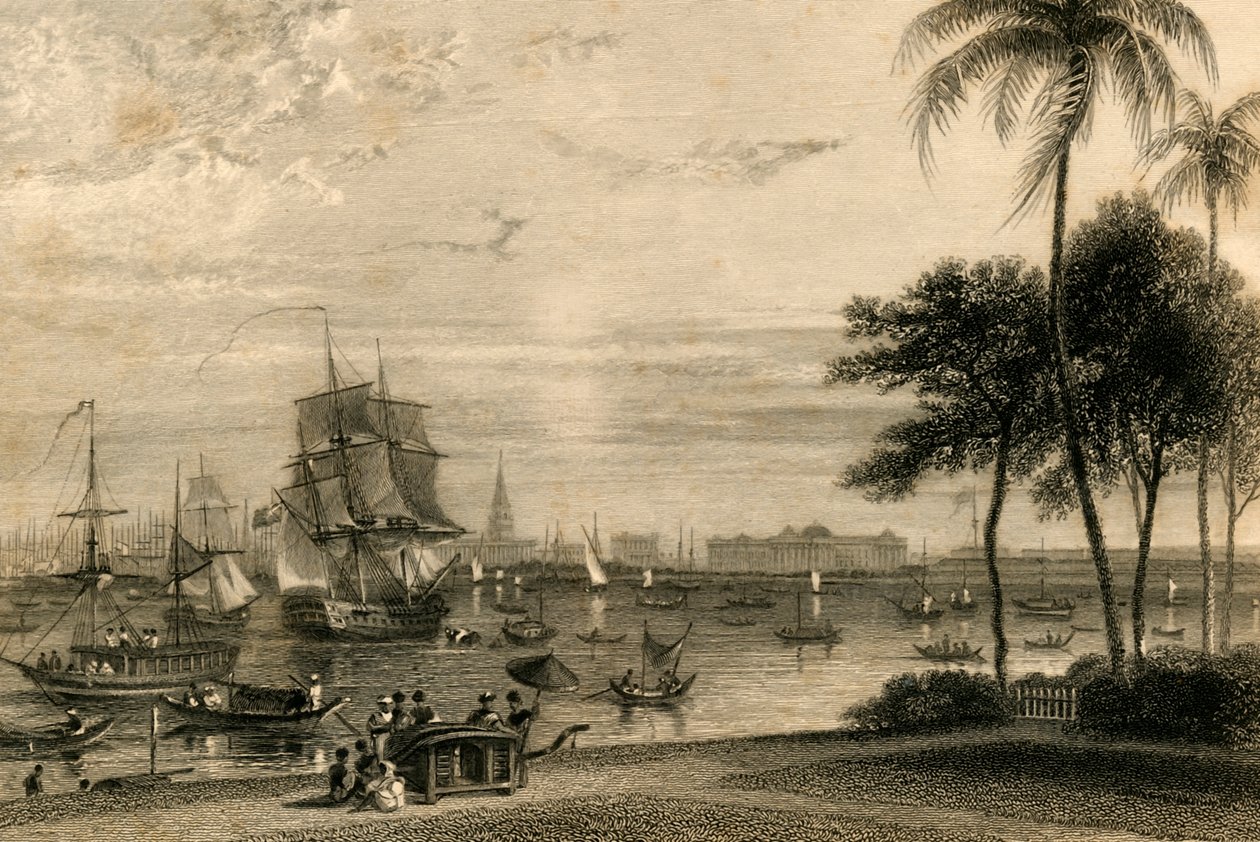 Kalkutta, a kertes háztól, 1835. alkotó: William Daniell