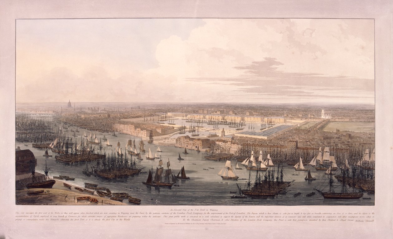 London Docks, 1803 alkotó: William Daniell