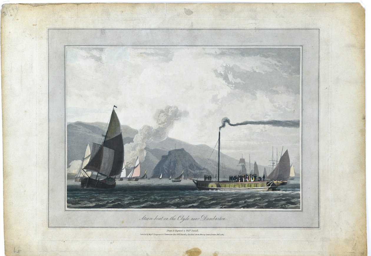 Gőzhajó a Clyde-on Dumbarton közelében alkotó: William Daniell