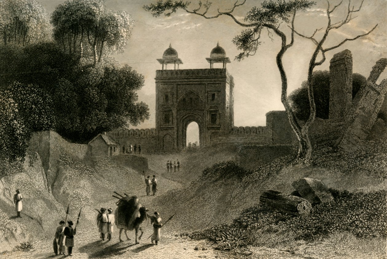 Az Agra-kapu, Chauter Serai, 1835. alkotó: William Daniell