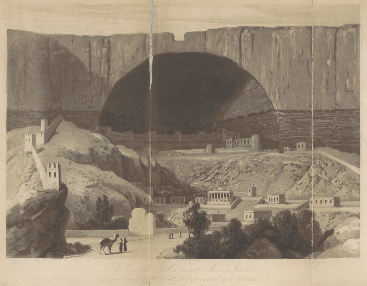 A Makoo-barlang az Ararát-hegy közelében alkotó: William Daniell