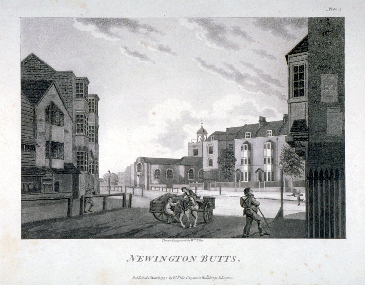 Newington Butts, Southwark, London, 1792. alkotó: William Ellis