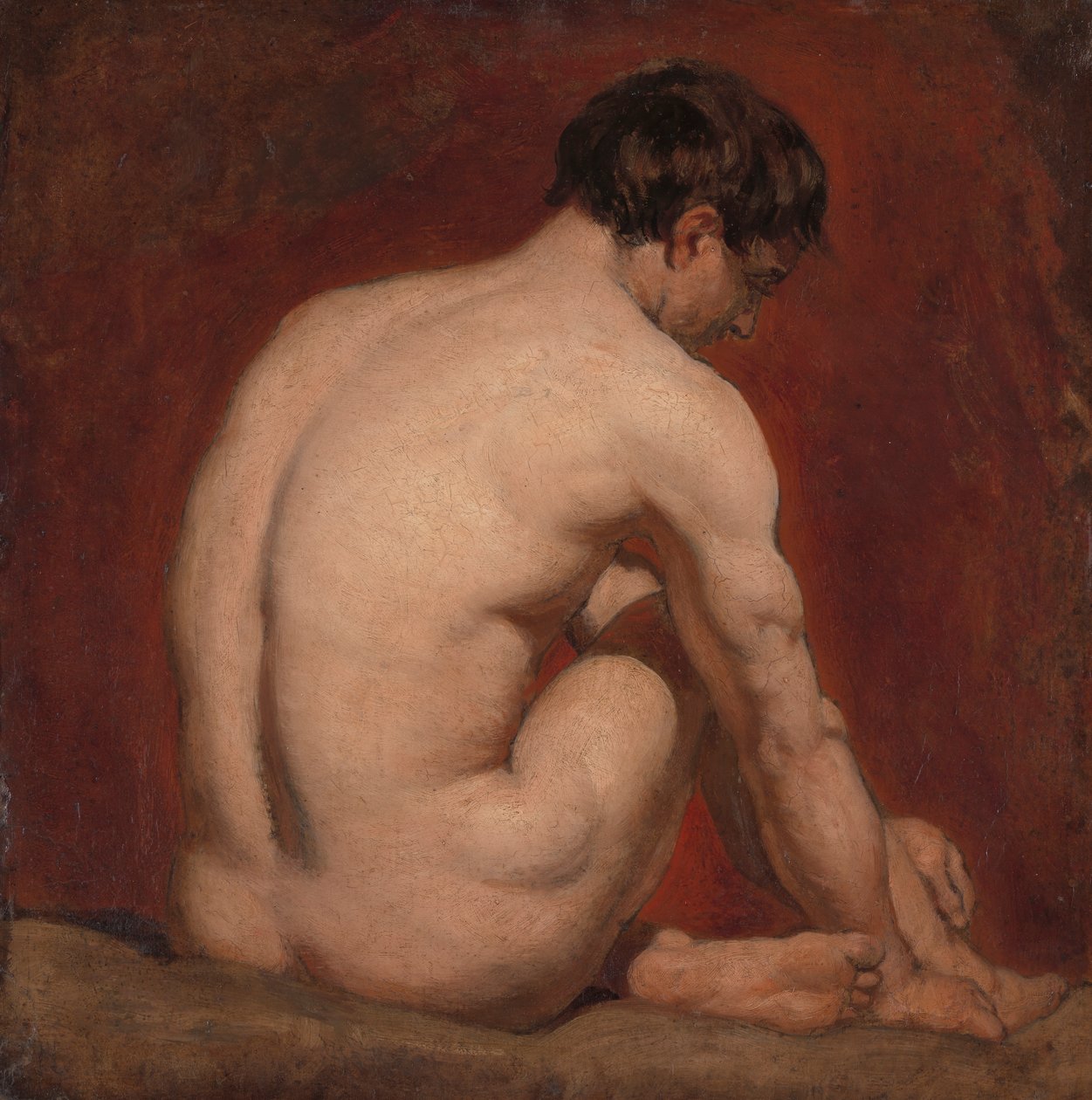 Férfi akt, térdelő, hátulról alkotó: William Etty