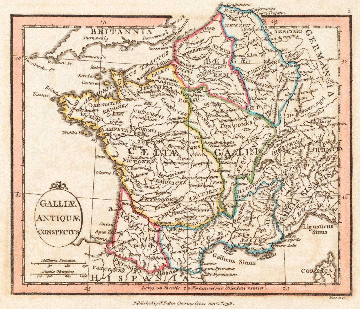 Ókori Gallia. Térkép. alkotó: William Faden