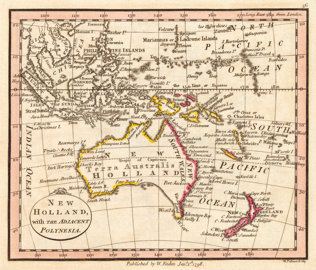 Ausztrália és Új-Zéland. Új holland. Térkép. alkotó: William Faden