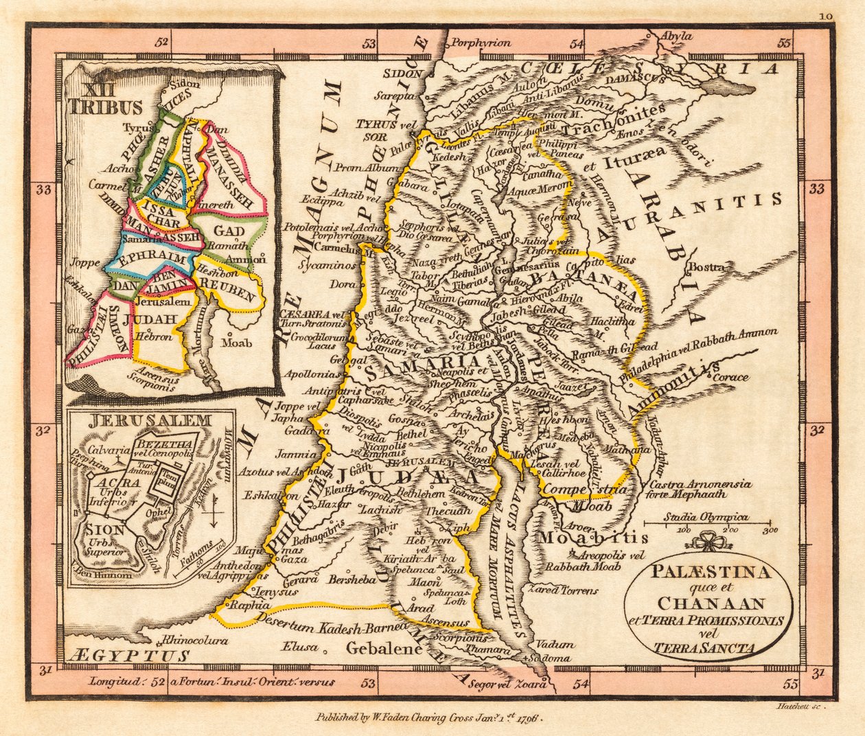 Palesztina. Térkép alkotó: William Faden