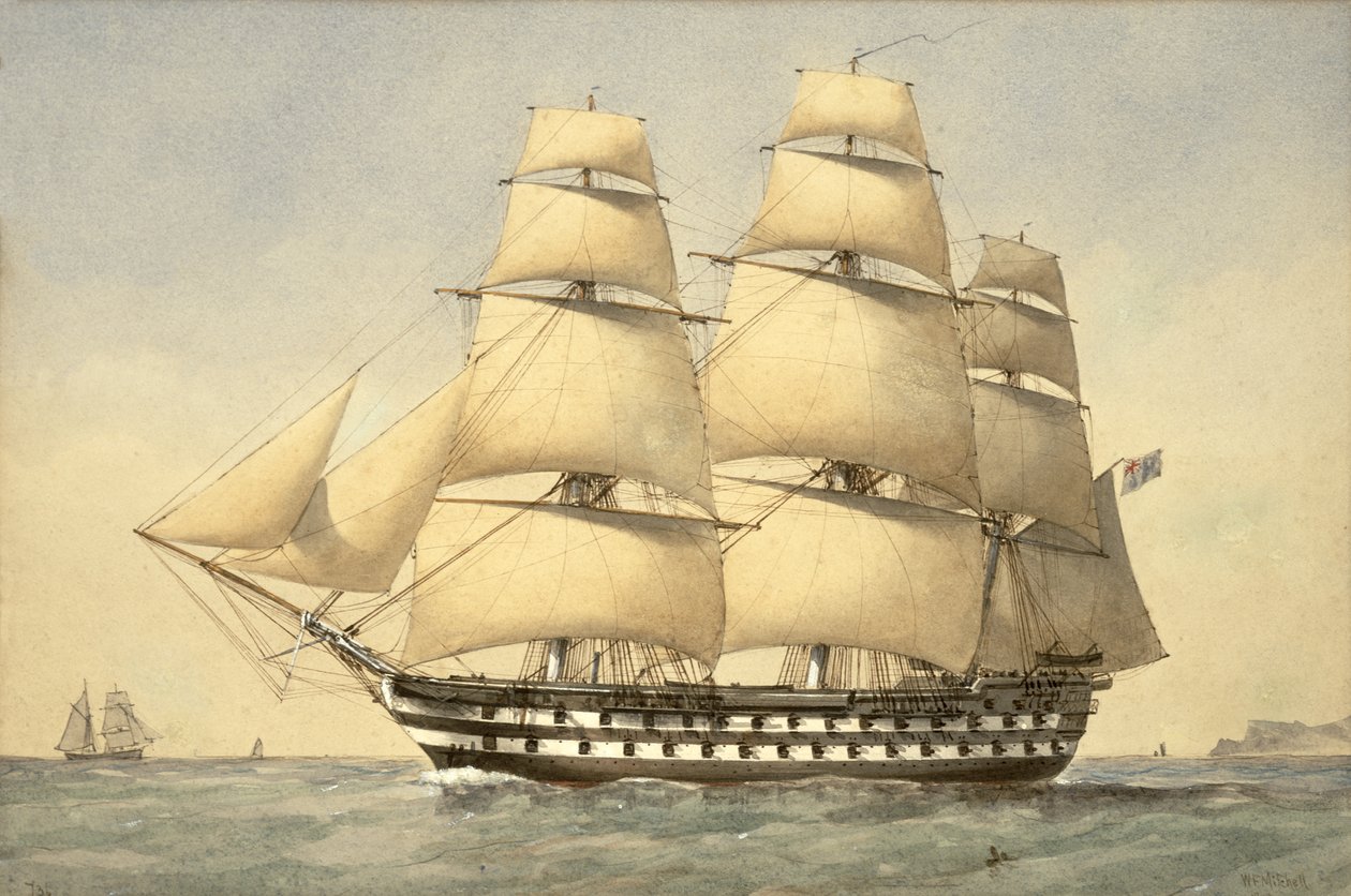 HMS Bellerophon a partoknál, 1875 alkotó: William Frederick Mitchell