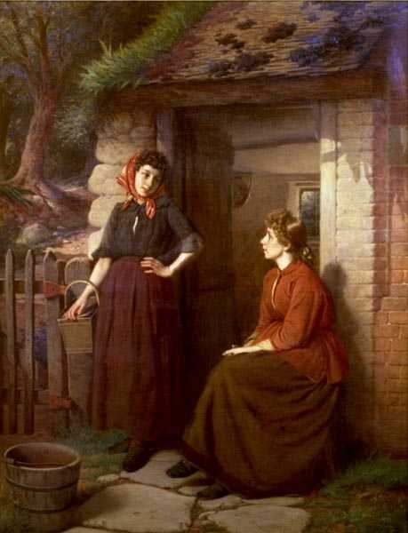 Village Gossip (olaj, vászon) alkotó: William Henry Midwood