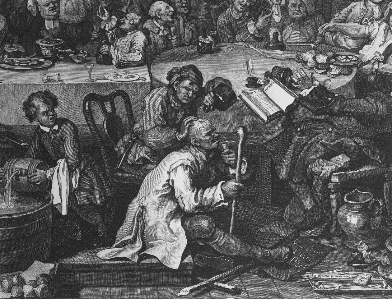 An Election Entertainment, 1755 (396068 részlet) alkotó: William Hogarth