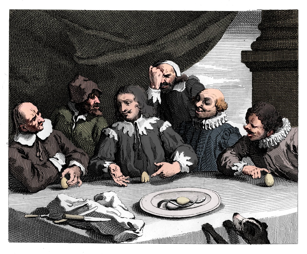 Kolumbusz feltöri a tojást, 1753, 1833. alkotó: William Hogarth