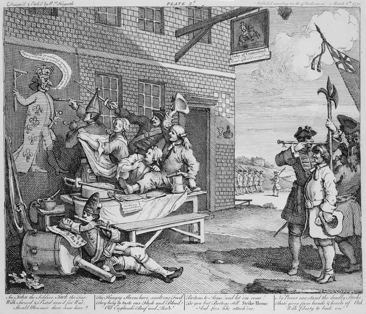 Anglia, „The Invasion” II. tábla, 1756 alkotó: William Hogarth
