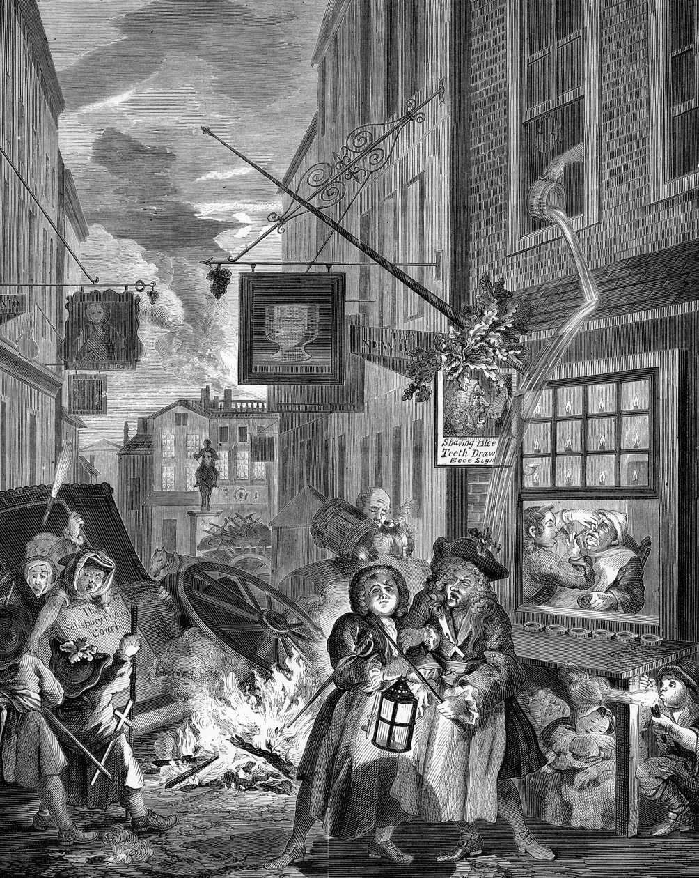 Éjszaka - London alkotó: William Hogarth