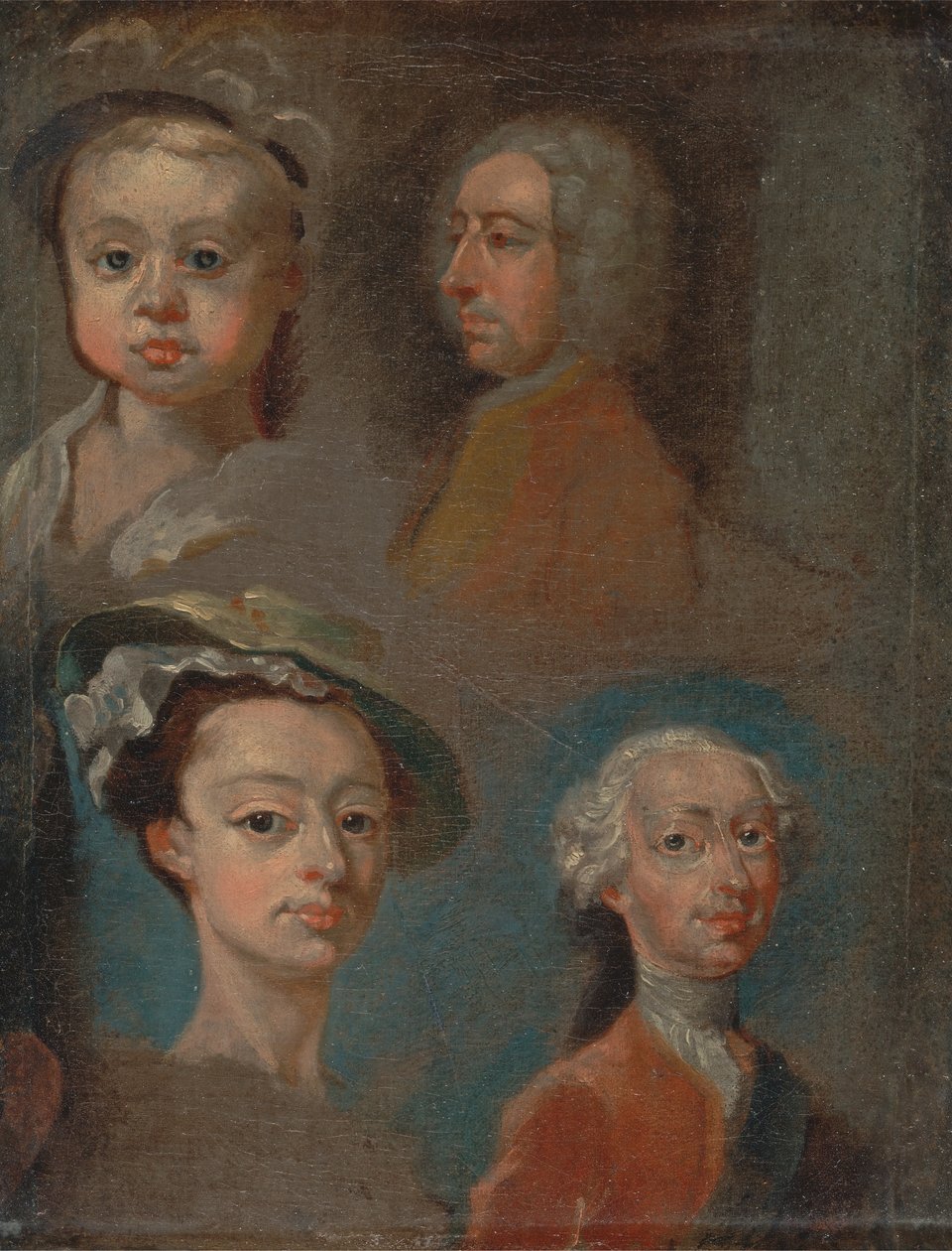 Tanulmányok a fejekről, kb. 1733. alkotó: William Hogarth