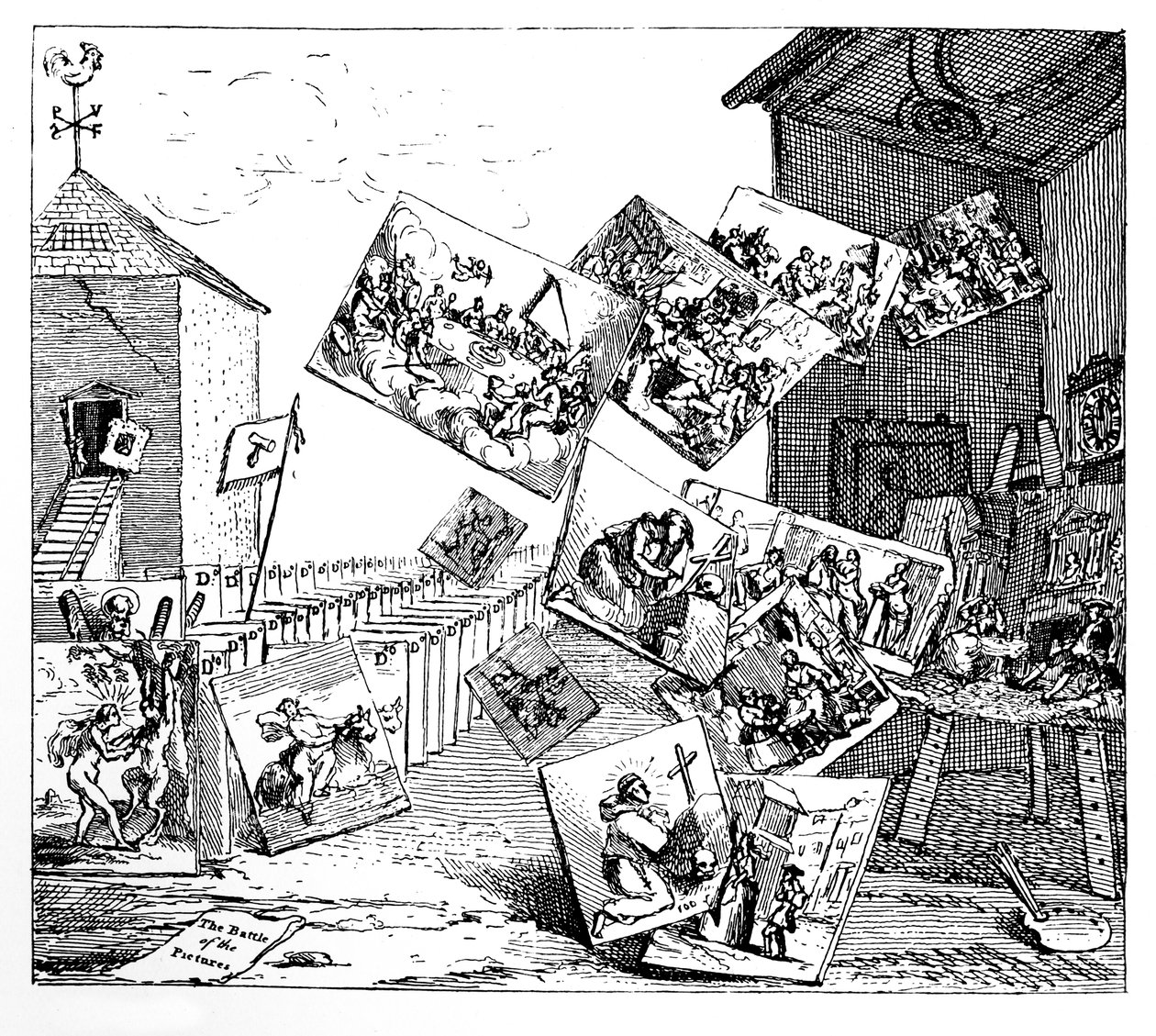 A képek csatája, 1745. alkotó: William Hogarth