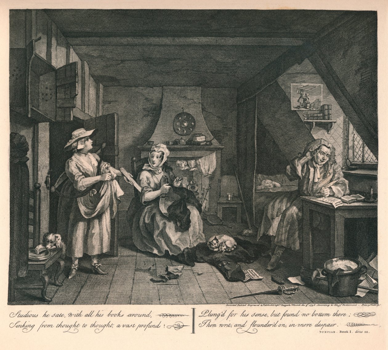 The Distrest Poet, 1740. alkotó: William Hogarth