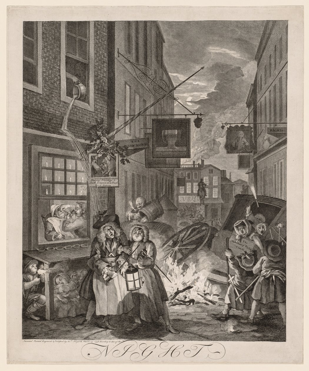 A négy napszak: Éjszaka, 1738. alkotó: William Hogarth