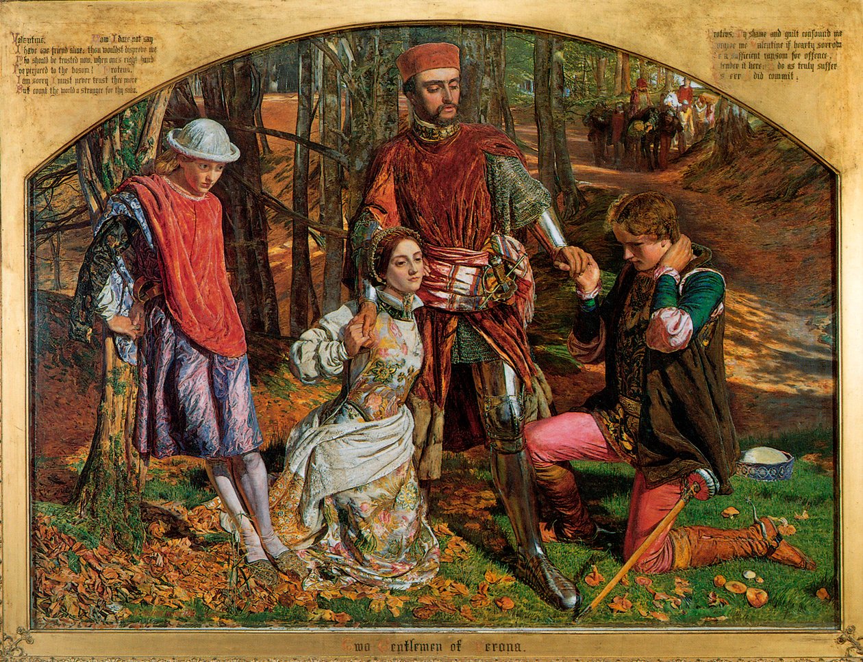 Valentine megmenti Sylviát a Proteustól, 1851. alkotó: William Holman Hunt