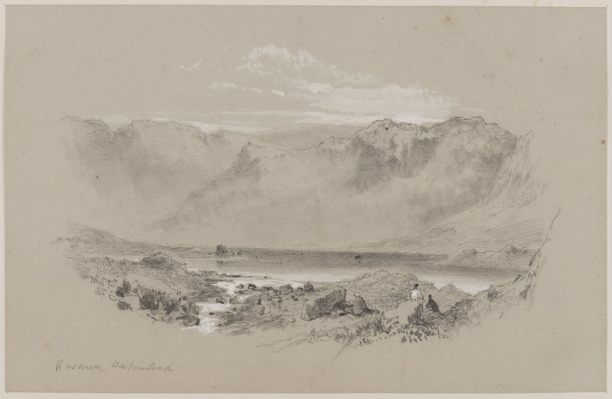Grasmere, Westmorland (kréta és gouache papíron) alkotó: William Hull