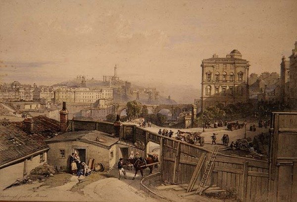 Edinburgh from the Mound (színes litográfia) alkotó: William Leighton Leitch