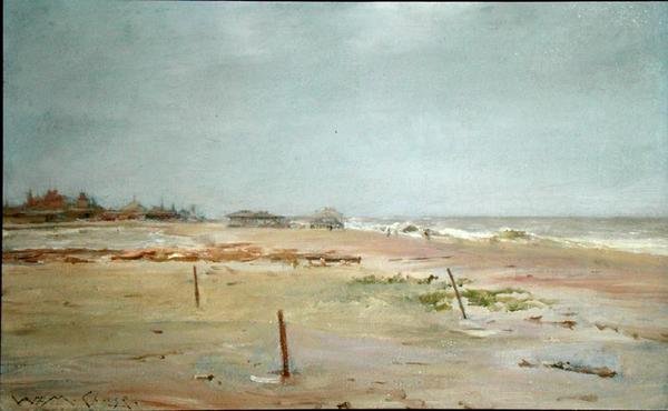Beach Scene (olaj a panelen) alkotó: William Merritt Chase